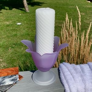 Colorful glass flower-shaped candle holder